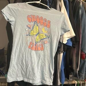 Aeropostale Choose Peace butterfly mushroom shirt small